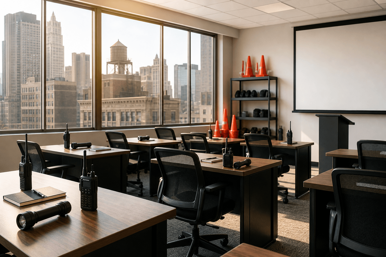 Professional security training classroom in New York City